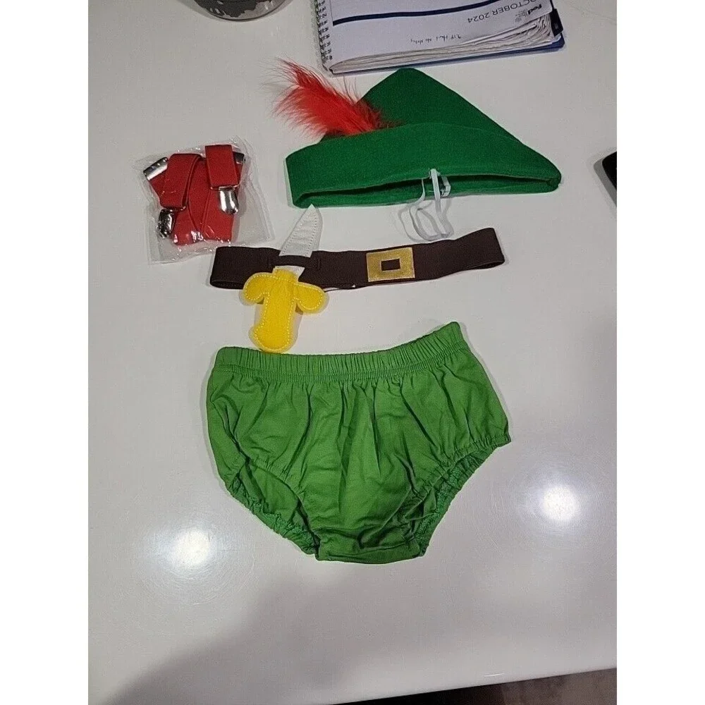 Infant Baby Birthday Outfits Bloomers, Suspender Cake Smash Halloween Robin Hood